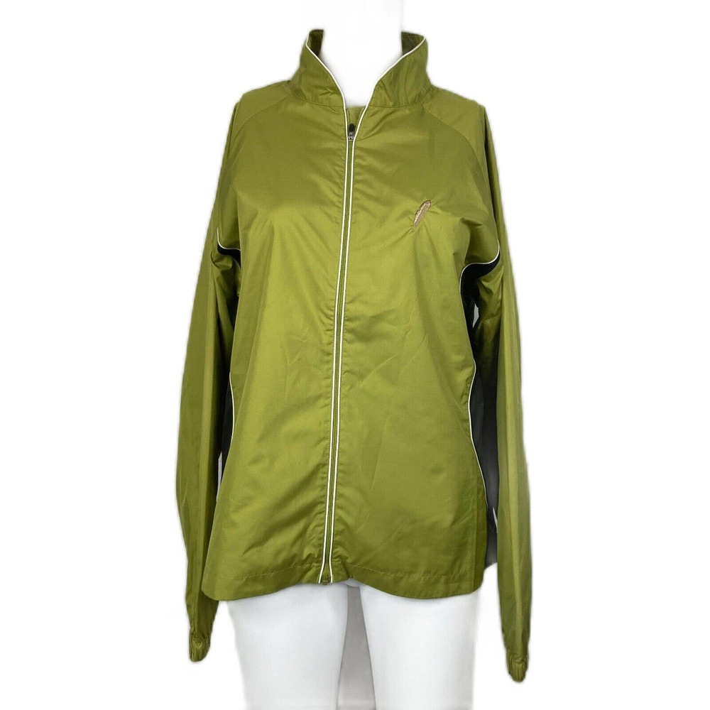 Footjoy Jacket Womens Sz M Green Black Golf‎ Windbreaker Feather Logo